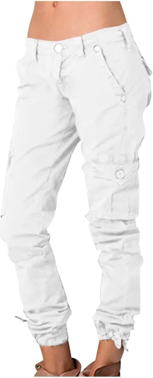 yardsong Multi-Pocket Outdoor Camping Hiking Cargo Pants Women's Low Rise Stretch Tactical Tapered Pants