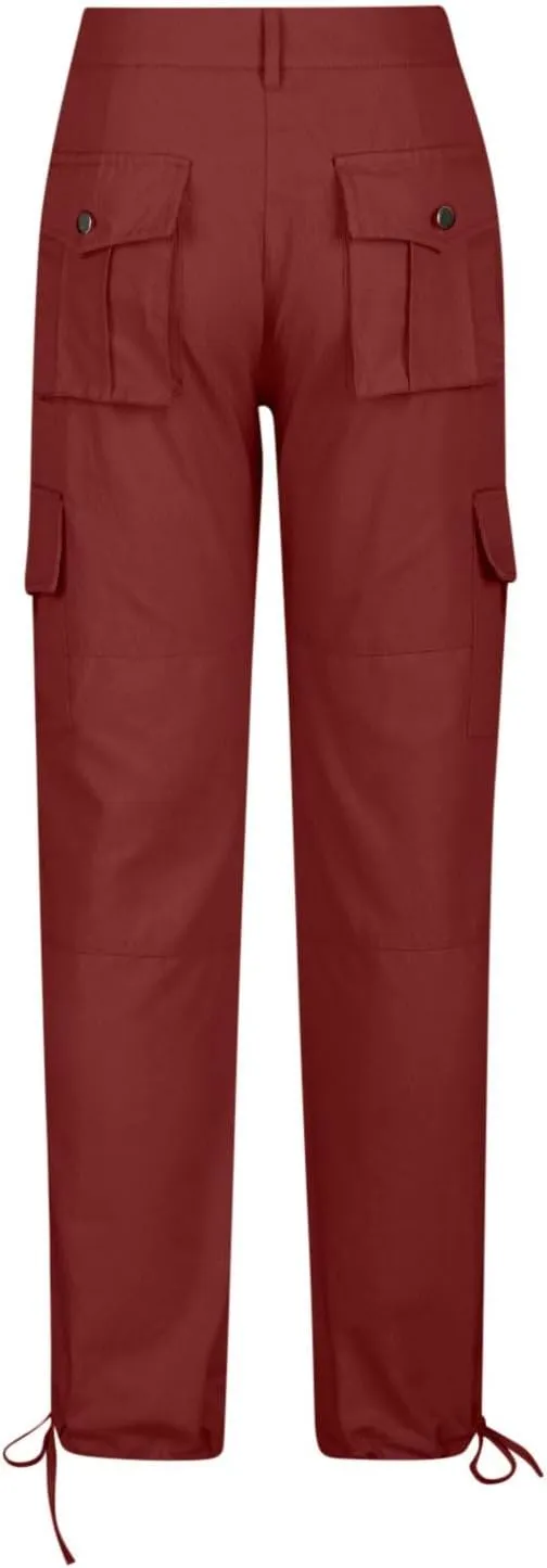 yardsong Multi-Pocket Outdoor Camping Hiking Cargo Pants Women's Low Rise Stretch Tactical Tapered Pants