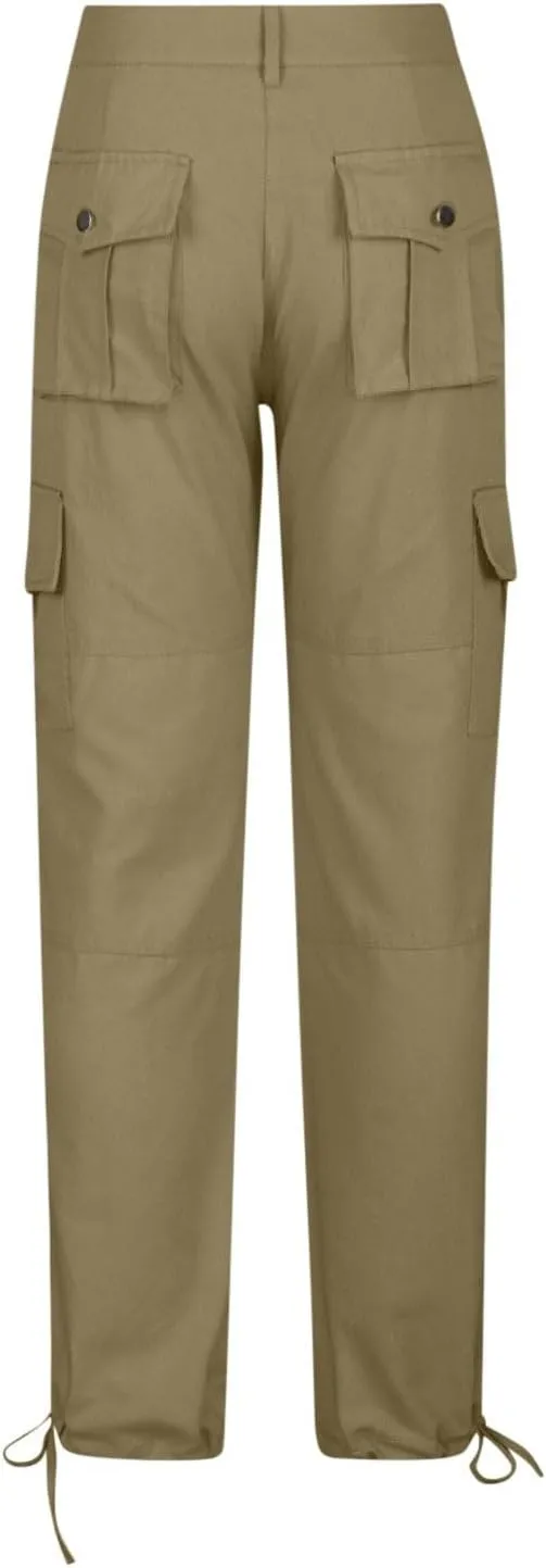 yardsong Multi-Pocket Outdoor Camping Hiking Cargo Pants Women's Low Rise Stretch Tactical Tapered Pants