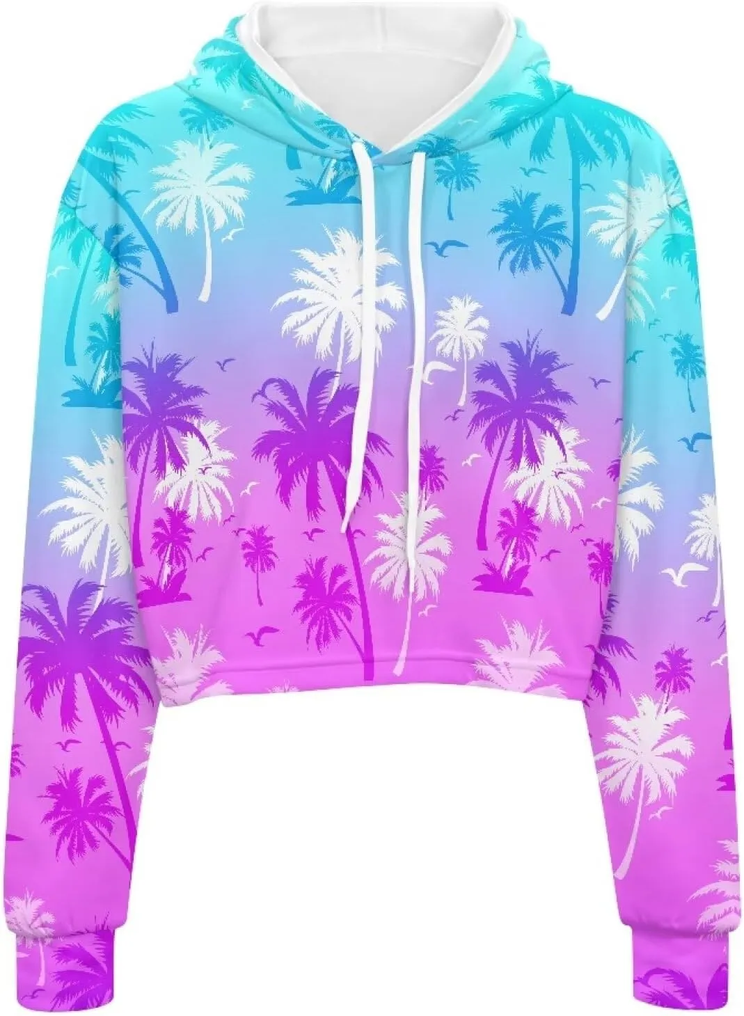 YEXIATODO Drawstring Crop Top Hoodies Casual Long Sleeve Hooded Sweatshirt Women
