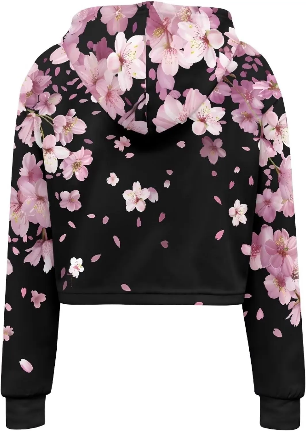 YEXIATODO Drawstring Crop Top Hoodies Casual Long Sleeve Hooded Sweatshirt Women