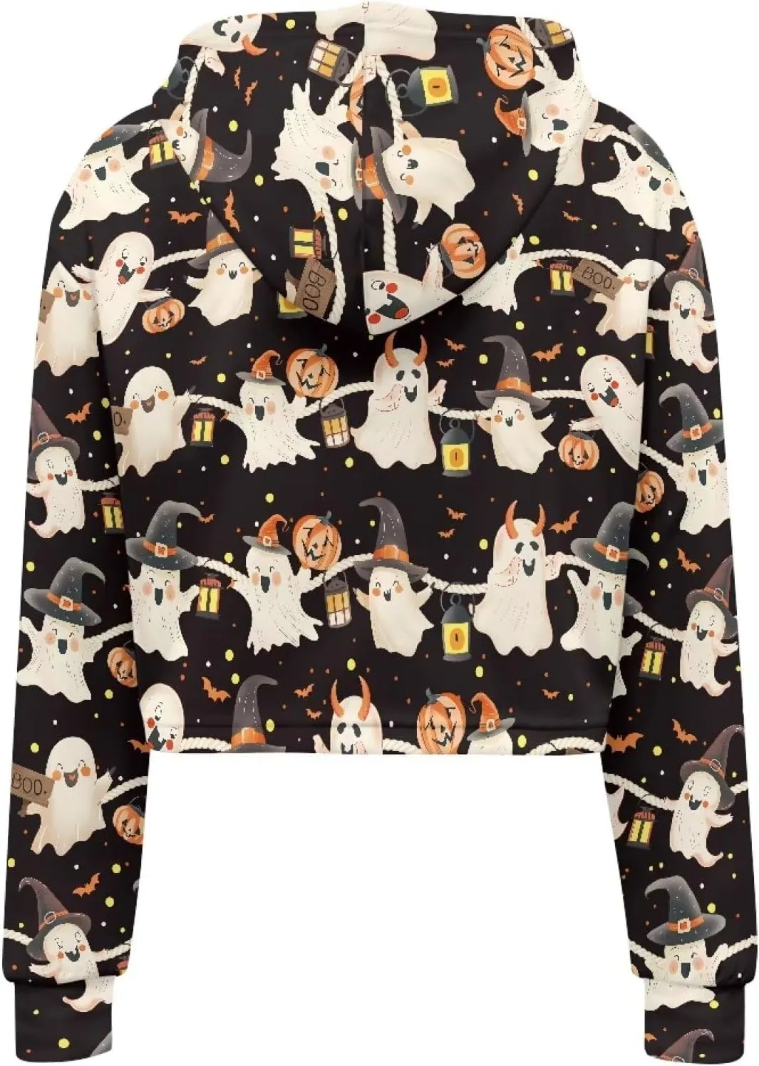 YEXIATODO Drawstring Crop Top Hoodies Casual Long Sleeve Hooded Sweatshirt Women