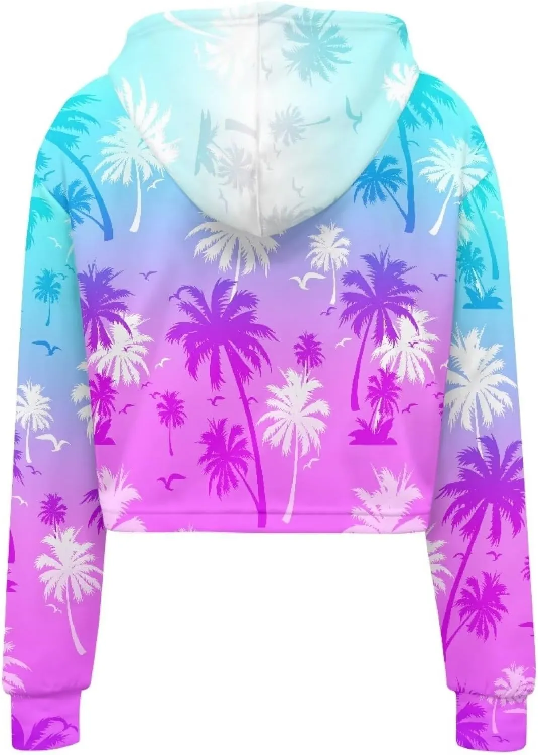 YEXIATODO Drawstring Crop Top Hoodies Casual Long Sleeve Hooded Sweatshirt Women
