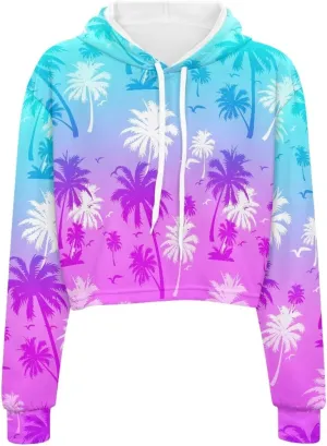 YEXIATODO Drawstring Crop Top Hoodies Casual Long Sleeve Hooded Sweatshirt Women
