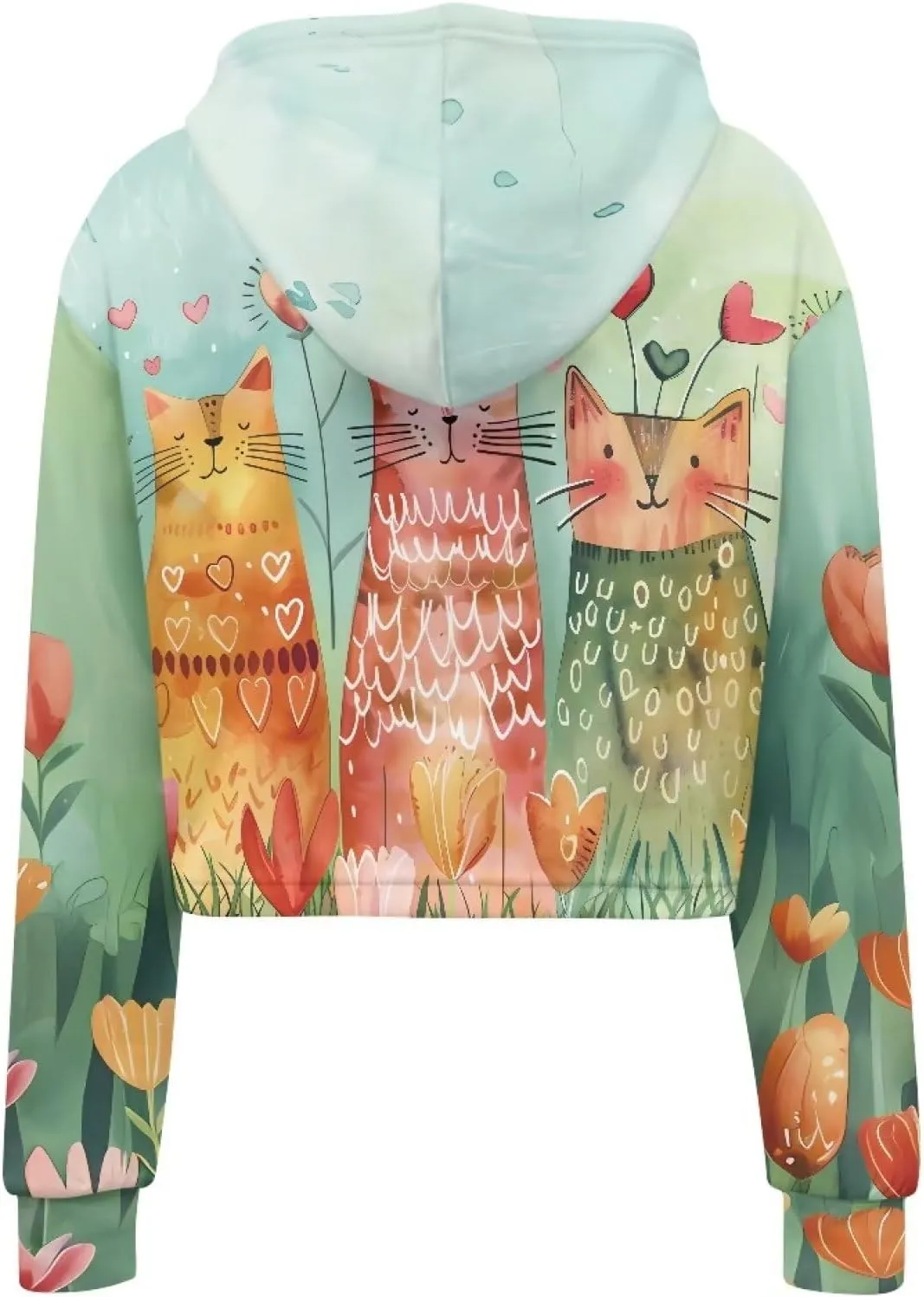 YEXIATODO Drawstring Crop Top Hoodies Casual Long Sleeve Hooded Sweatshirt Women