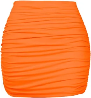 YMDUCH Women's Sexy High Waist Solid Tight Ruched Bodycon Mini Club Skirt