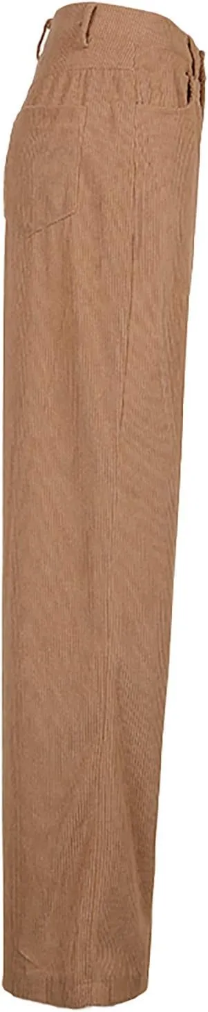YOLAI Women Corduroy Wide Leg Pants High Waist Straight Leg Trousers Autumn Winter Casual Business Work Trousers